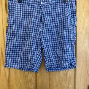 Ralph Lauren Blue Multi-Check Flat Front Shorts